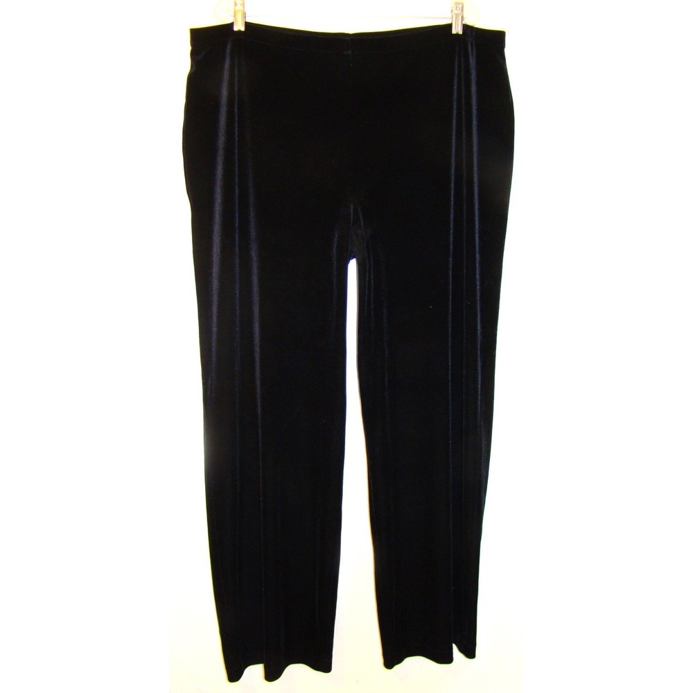 DKNY WOMENS PLUS BLACK VELOUR WIDE LEG PANTS SIZE 1X  NEW    D113